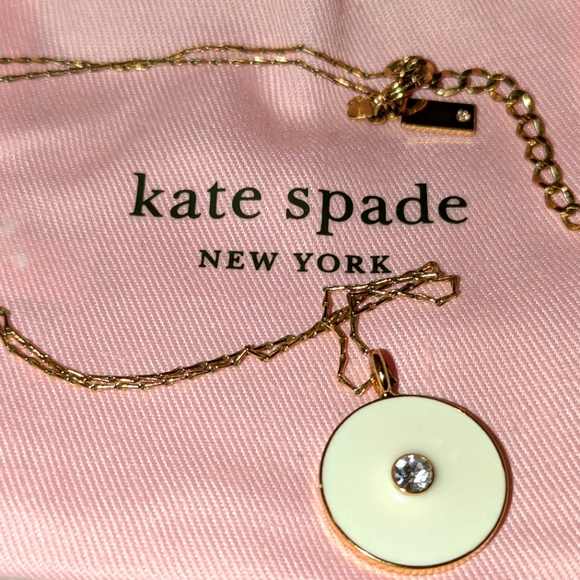 Kate Spade Idiom Reversible Necklace - Clean Slate gold white circle coin - Picture 16 of 16